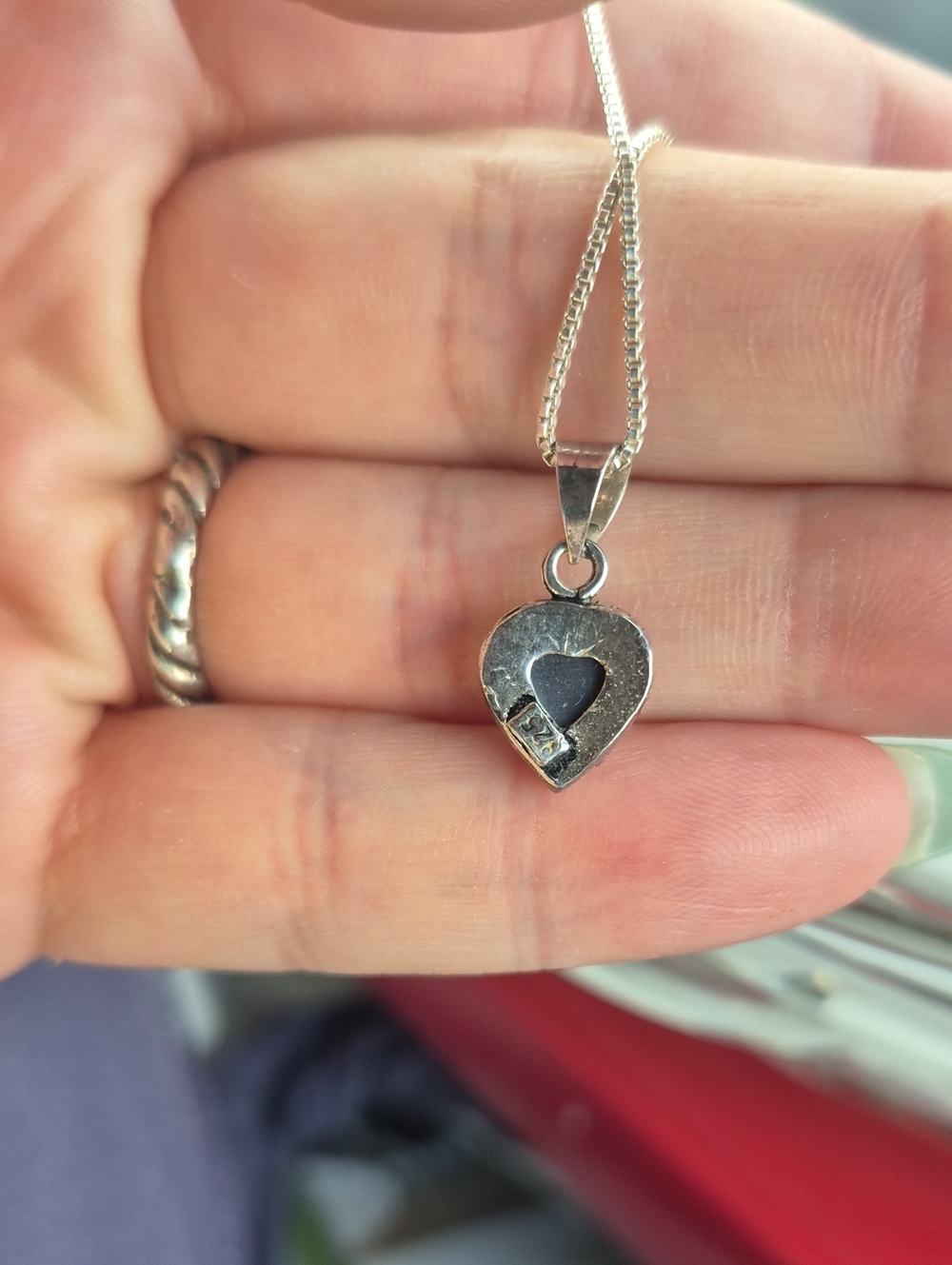 Sterling Silver Heart Pendant Necklace in Black - Picture 2 of 3